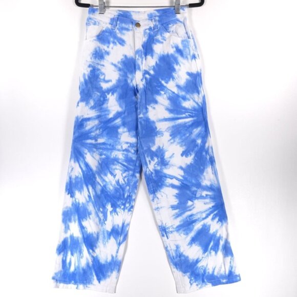 NWT Holiday by Emma Mulholland Tie Dye Wide Leg Straight Jeans Cotton Size 28